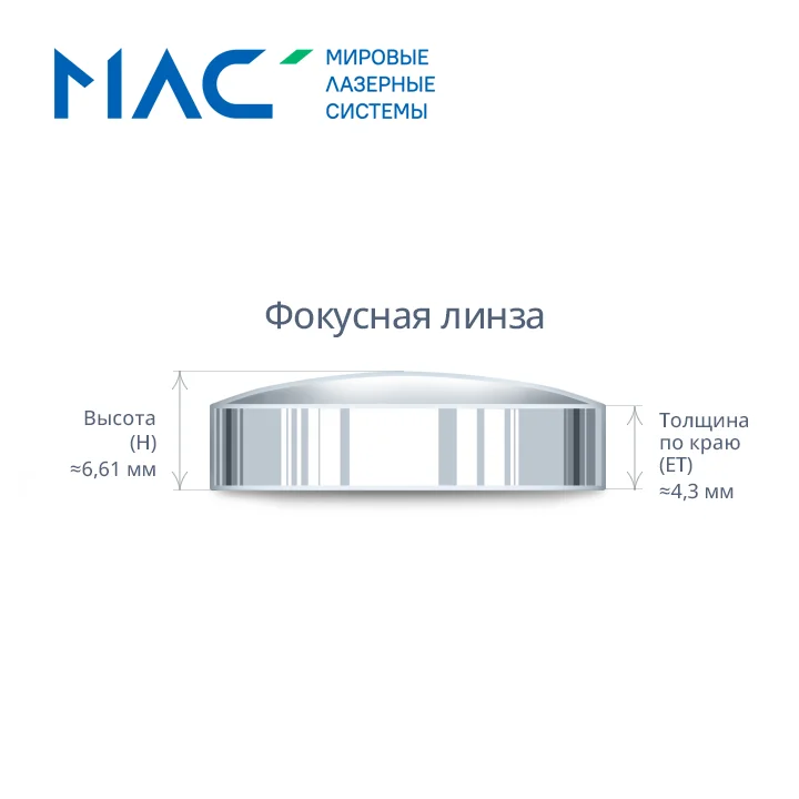 Фокусная линза D25,4 F60 мм, ЭИП 038, кварц, AR/AR@1064 нм